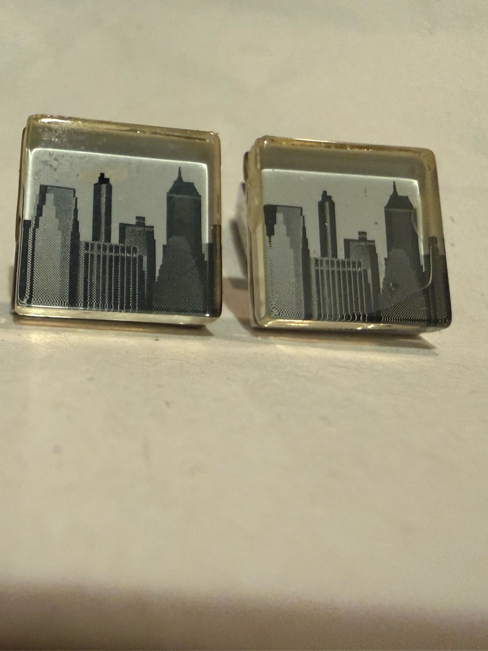 Kenneth Cole New York Silver and Black Skyline Cufflinks